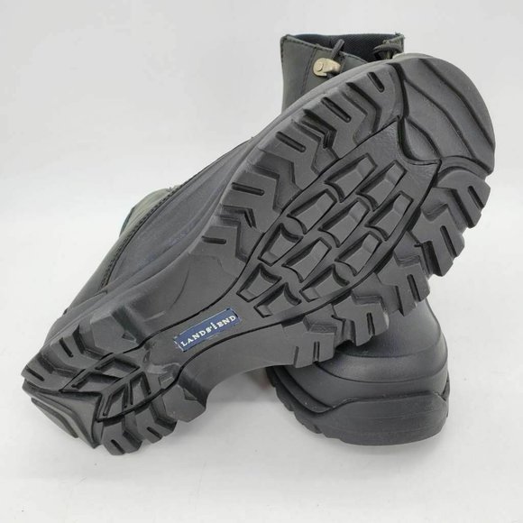 Lands End Mens Snow Winter Boots Black Leather 7 - Picture 5 of 10